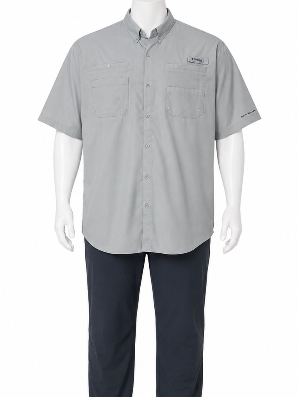Columbia PFG Tamiami Men’s 2XLT Gray Omni-Shade Vented Fishing Shirt